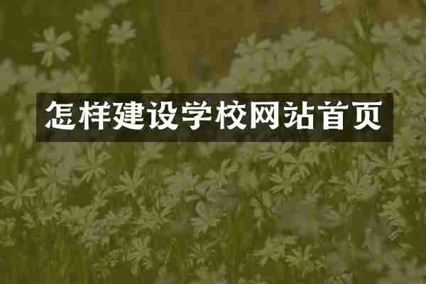 怎样建设学校网站首页