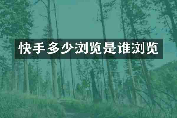 快手多少浏览是谁浏览