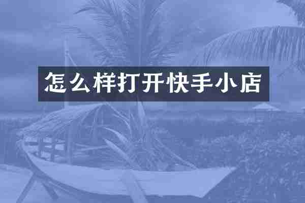怎么样打开快手小店
