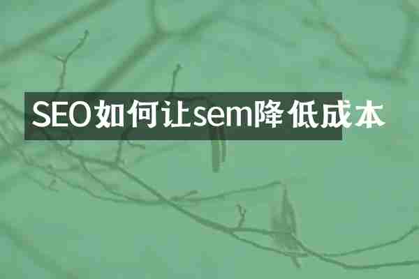 SEO如何让sem降低成本