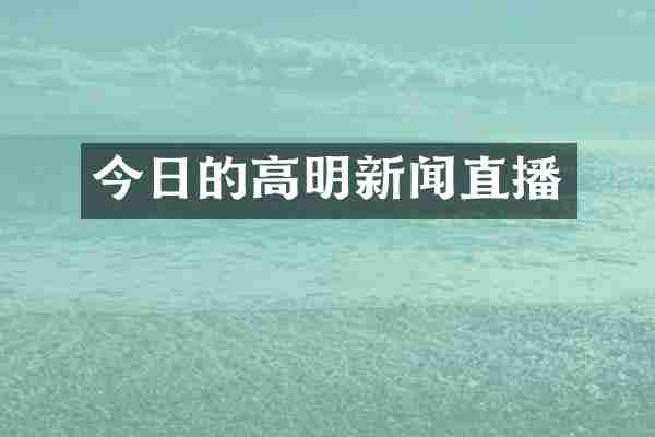 今日的高明新闻直播