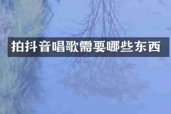 拍抖音唱歌需要哪些东西