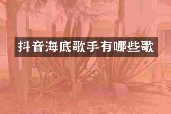 抖音海底歌手有哪些歌