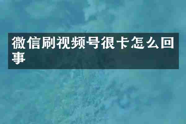 微信刷视频号很卡怎么回事