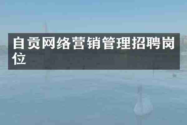 自贡网络营销管理招聘岗位