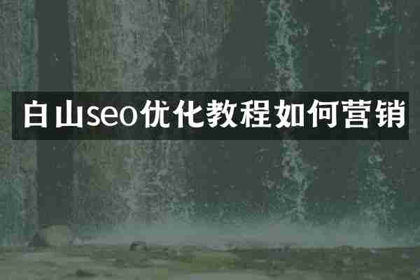 白山seo优化教程如何营销