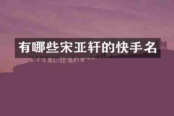 有哪些宋亚轩的快手名