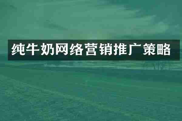 纯牛奶网络营销推广策略