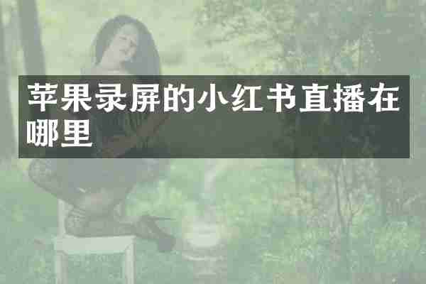 苹果录屏的小红书直播在哪里