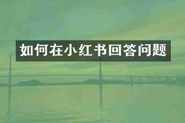 如何在小红书回答问题