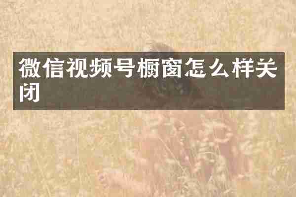 微信视频号橱窗怎么样关闭
