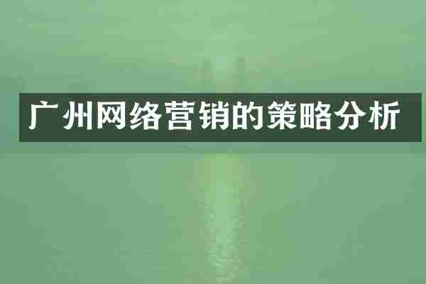 广州网络营销的策略分析