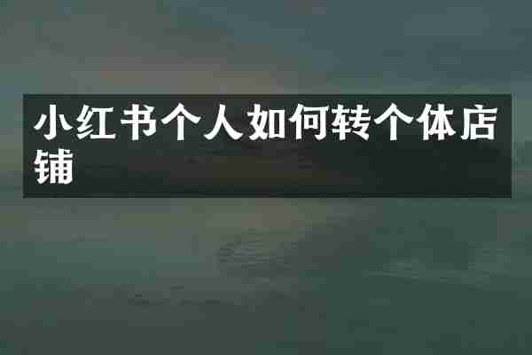 小红书个人如何转个体店铺