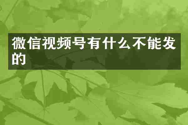 微信视频号有什么不能发的