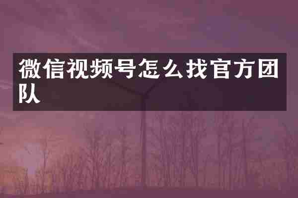 微信视频号怎么找官方团队