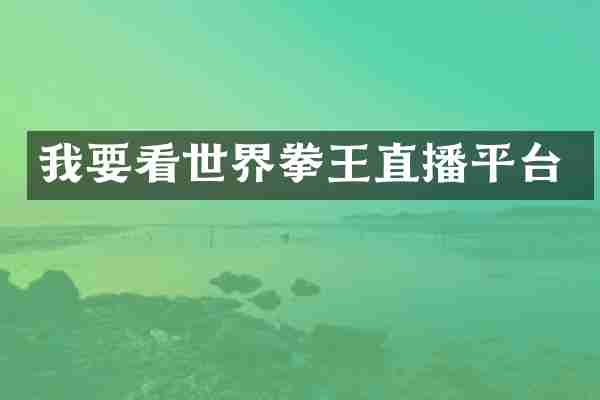 我要看世界拳王直播平台