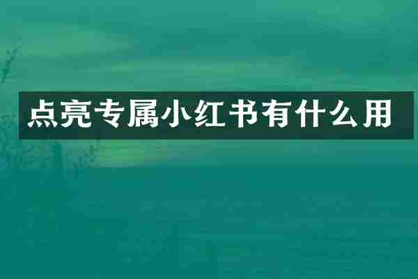 点亮专属小红书有什么用