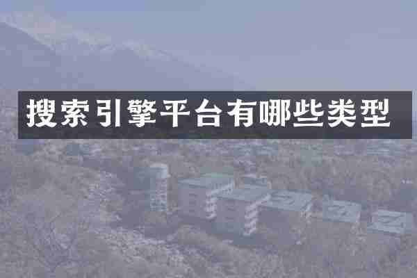 搜索引擎平台有哪些类型