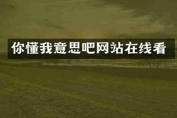 你懂我意思吧网站在线看