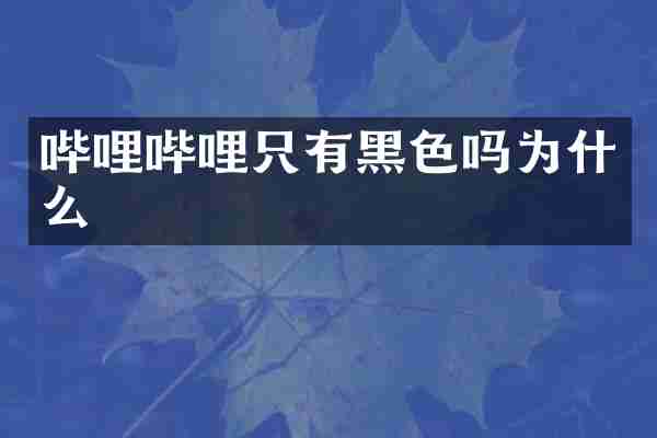 哔哩哔哩只有黑色吗为什么
