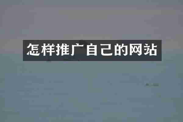 怎样推广自己的网站