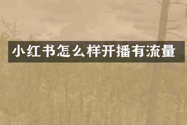 小红书怎么样开播有流量