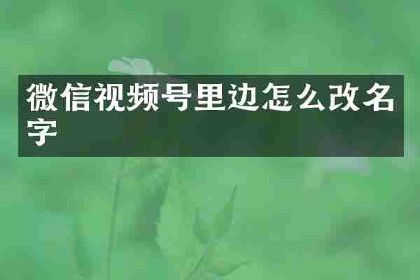 微信视频号里边怎么改名字