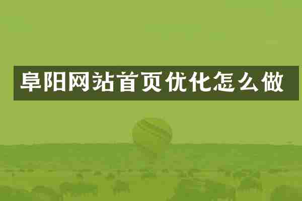 阜阳网站首页优化怎么做