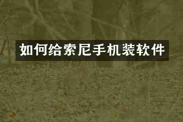 如何给索尼手机装软件