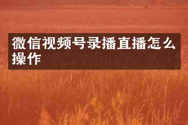 微信视频号录播直播怎么操作
