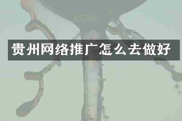 贵州网络推广怎么去做好