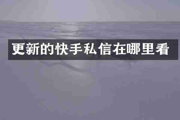 更新的快手私信在哪里看