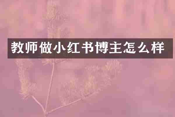 教师做小红书博主怎么样