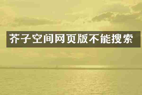 芥子空间网页版不能搜索