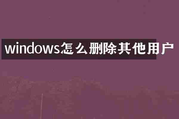 windows怎么删除其他用户