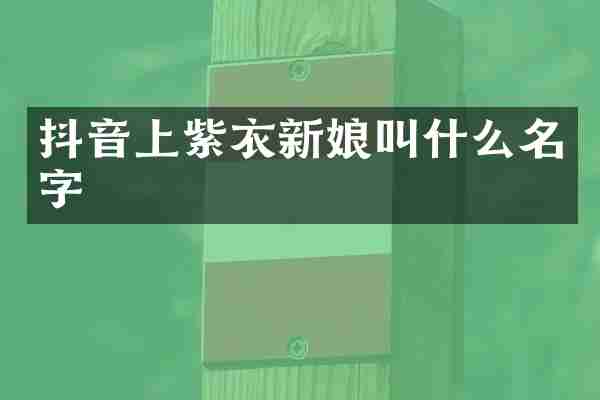 抖音上紫衣新娘叫什么名字