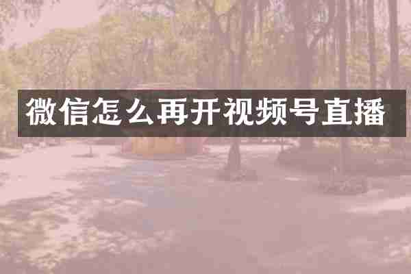 微信怎么再开视频号直播