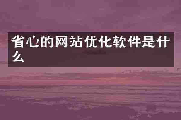 省心的网站优化软件是什么