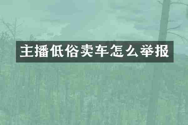 主播低俗卖车怎么举报
