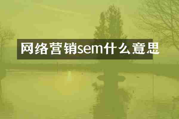 网络营销sem什么意思