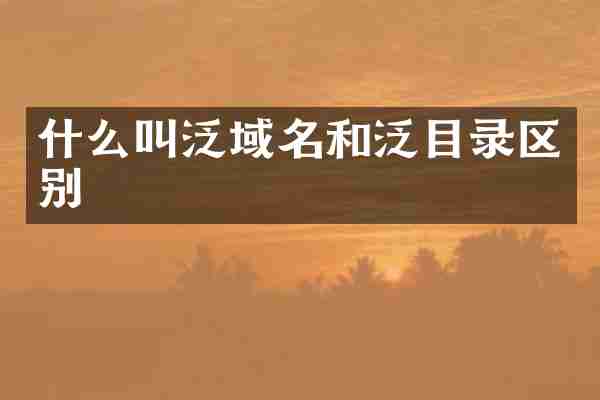 什么叫泛域名和泛目录区别