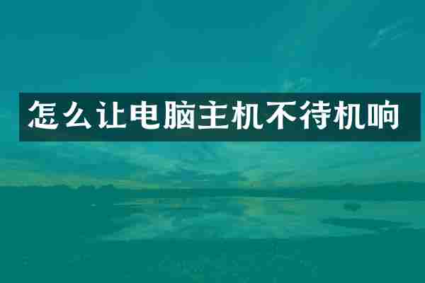 怎么让电脑主机不待机响