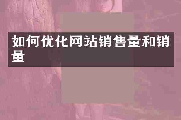 如何优化网站销售量和销量