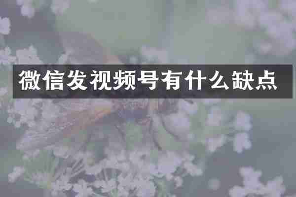 微信发视频号有什么缺点