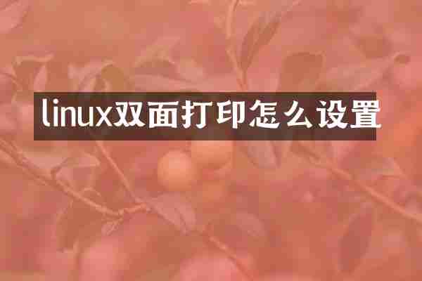 linux双面打印怎么设置