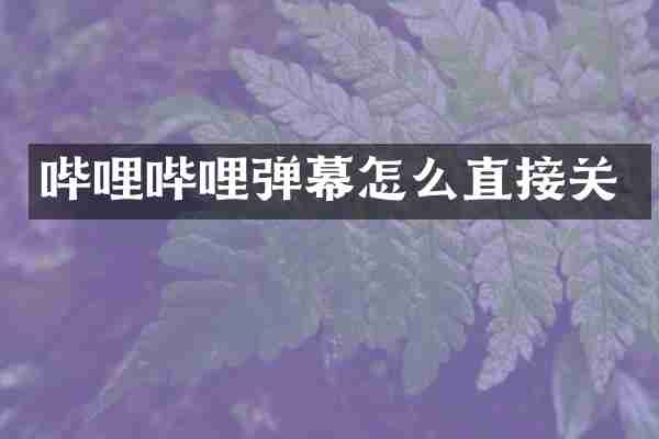 哔哩哔哩弹幕怎么直接关
