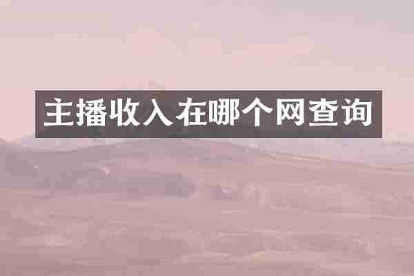 主播收入在哪个网查询