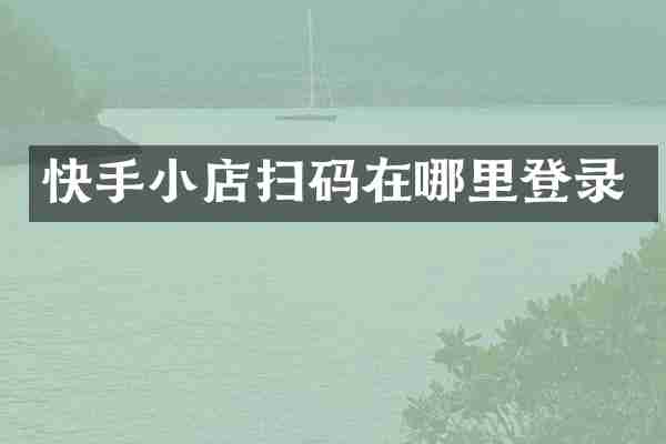 快手小店扫码在哪里登录