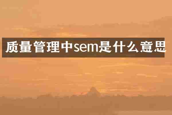 质量管理中sem是什么意思