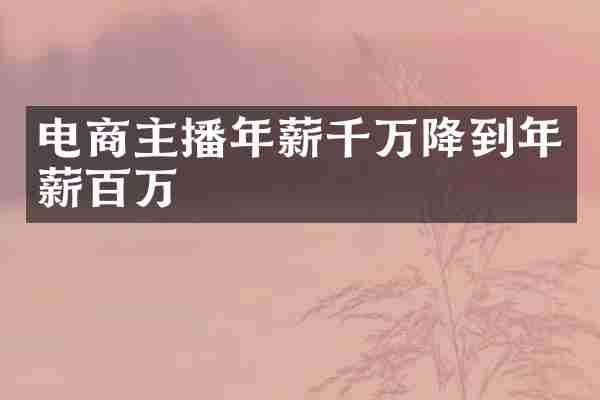 电商主播年薪千万降到年薪百万